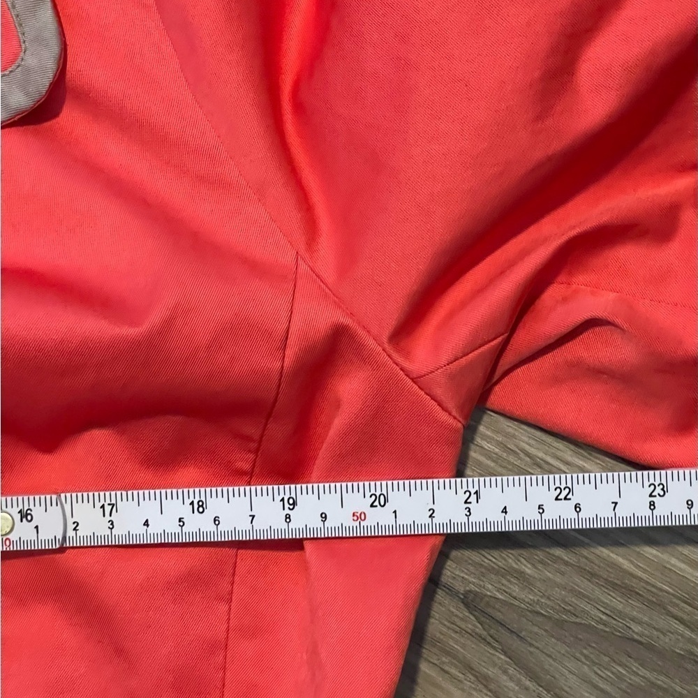 Banana Republic Coral Tan Trim Trench Coat Women’s Sz M with Belt - Picture 10 of 12